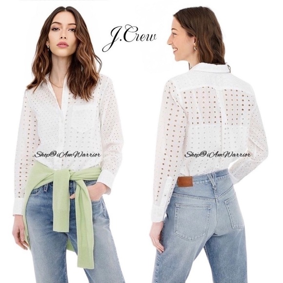 J.Crew NWT white eyelet button-down + cami *shop@iamwarrior - Picture 1 of 9